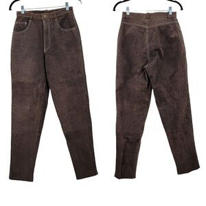 Vintage 80's Forenza Pants Leather Rodeo Western High Rise Tapered Moms Brown S